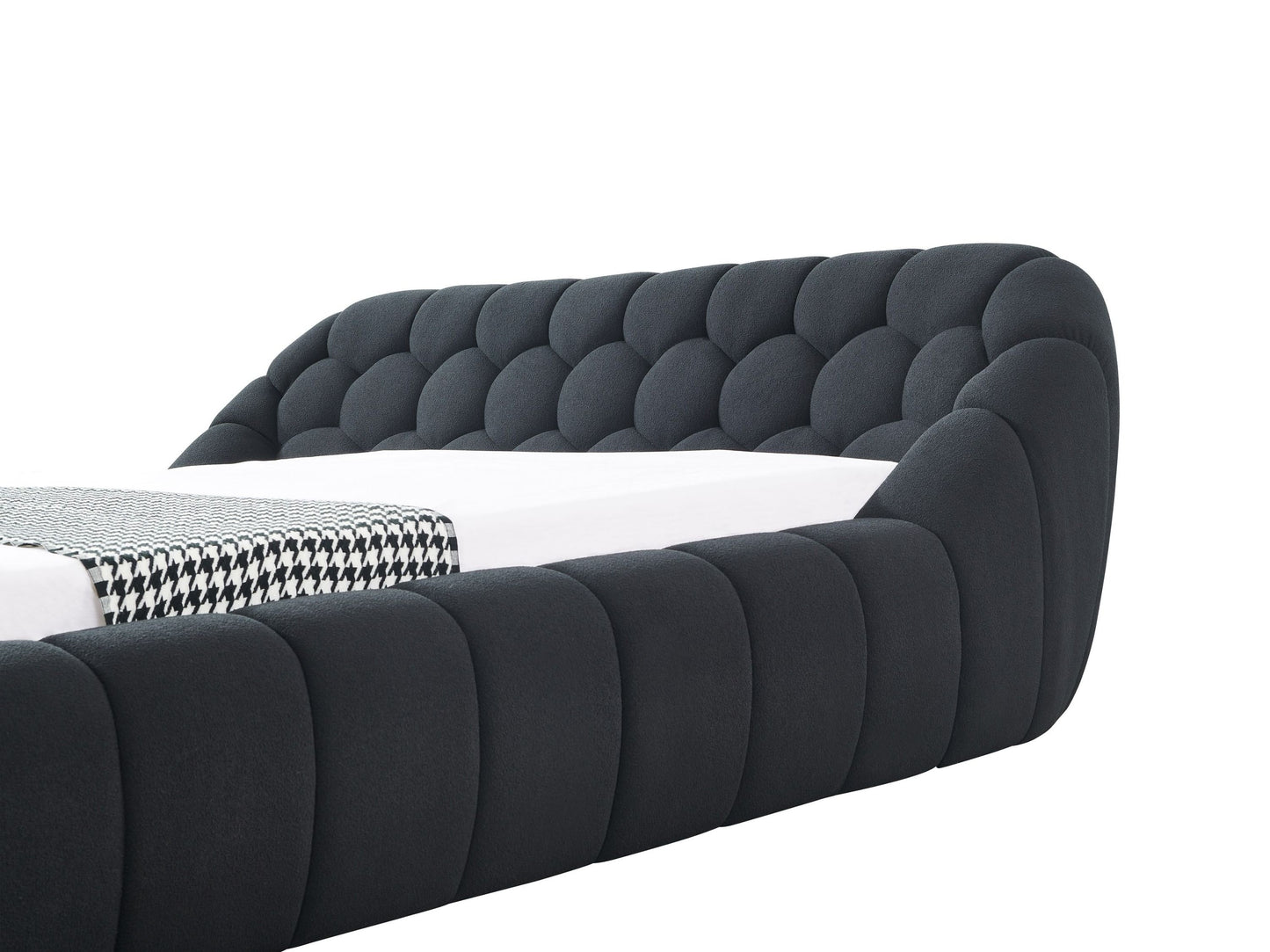 Yolonda Modern Black Fabric Bed Sleek Contemporary Design with Luxurious Comfort for Sophisticated Bedroom Spaces