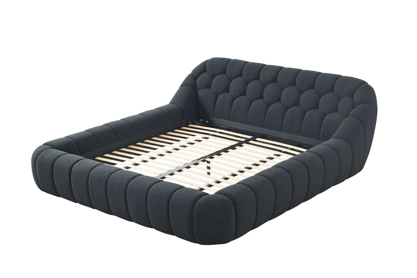 Yolonda Modern Black Fabric Bed Sleek Contemporary Design with Luxurious Comfort for Sophisticated Bedroom Spaces