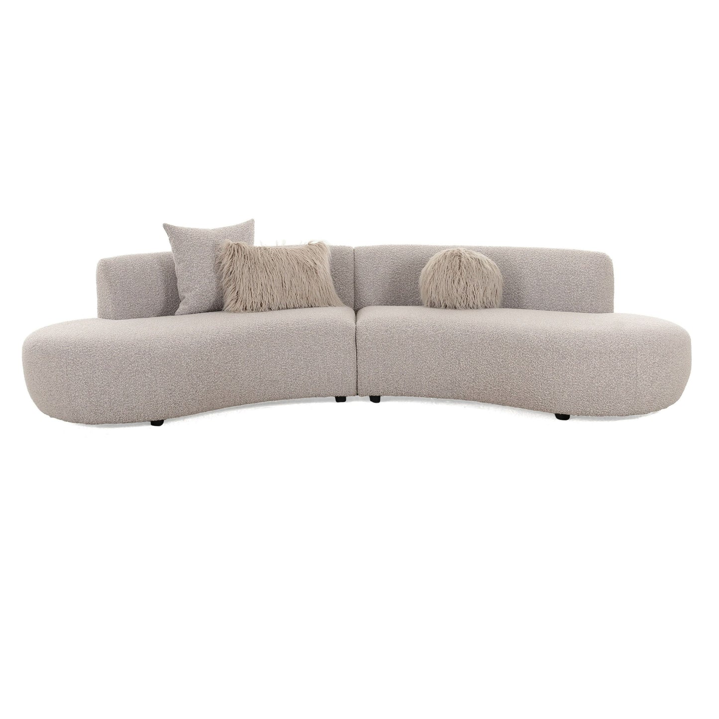 Divani Casa Weldon Modern Grey Fabric Curved Sectional Luxurious Contemporary Design with Sophisticated Comfort for Modern Living Spaces