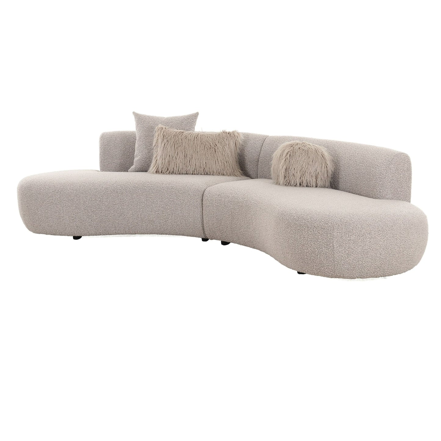 Divani Casa Weldon Modern Grey Fabric Curved Sectional Luxurious Contemporary Design with Sophisticated Comfort for Modern Living Spaces