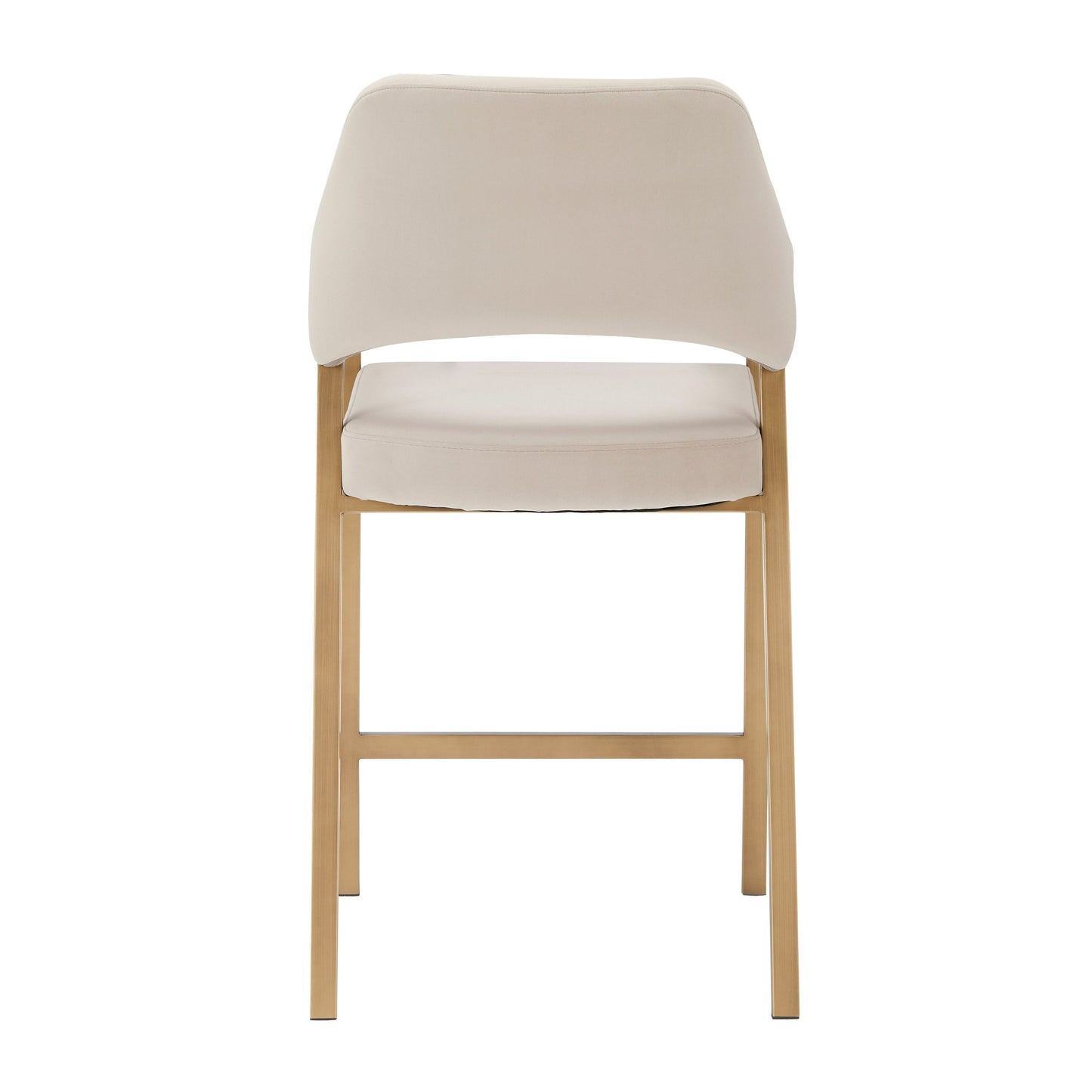Modrest George Modern Beige Fabric Antique Brass Counter Chair Sophisticated Contemporary Seating with Timeless Elegance for Modern Spaces