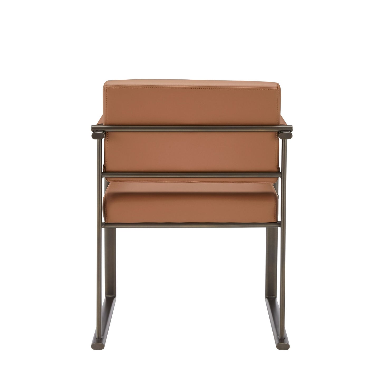 Modrest Atlan Modern Camel Vegan Leather Dark Gold Dining Chair Contemporary Elegance with Luxurious Comfort for Modern Dining Spaces