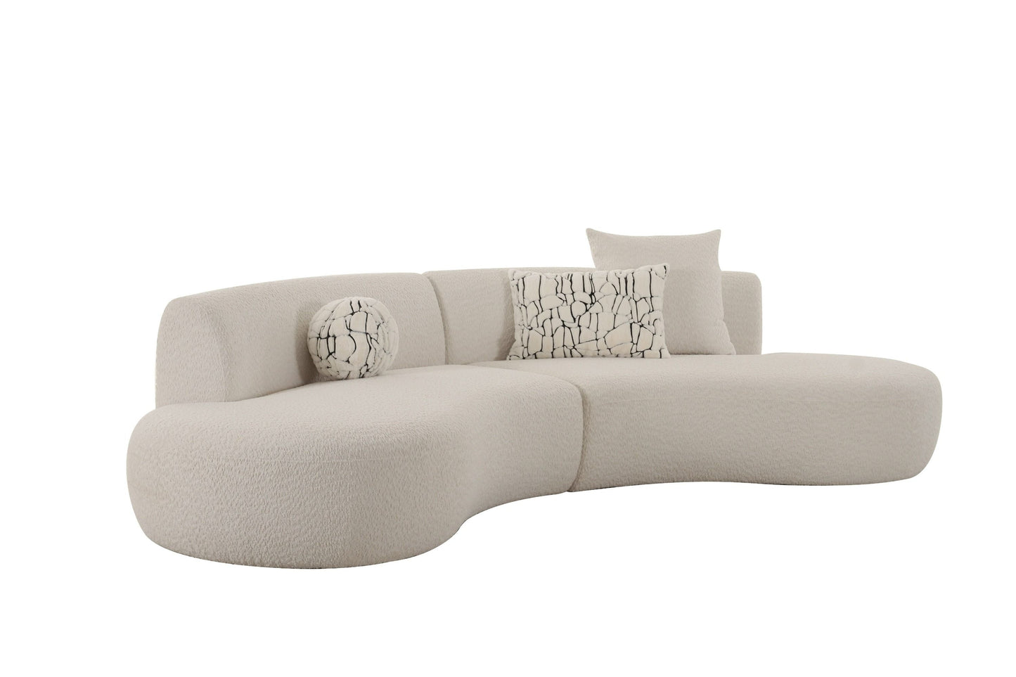 Divani Casa Weldon Modern Off-White Fabric Curved Sectional - Stylish and Comfortable Seating for Contemporary Living Spaces