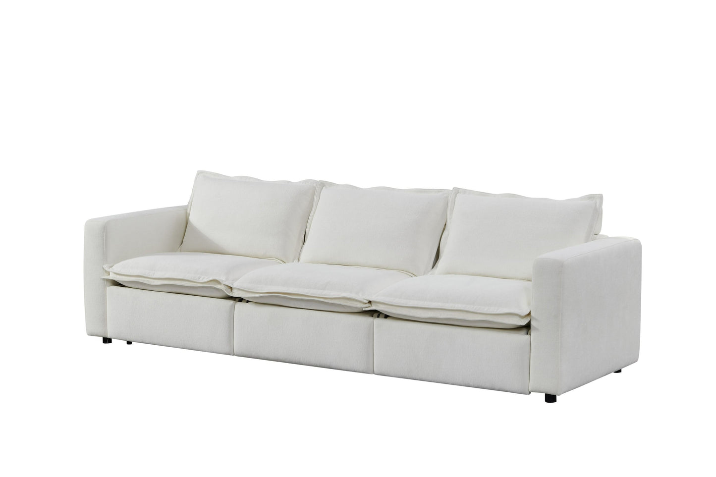 Divani Casa Almagre Modern White Fabric Sofa with 3 Electric Recliners - Luxurious and Comfortable Seating for Your Living Room
