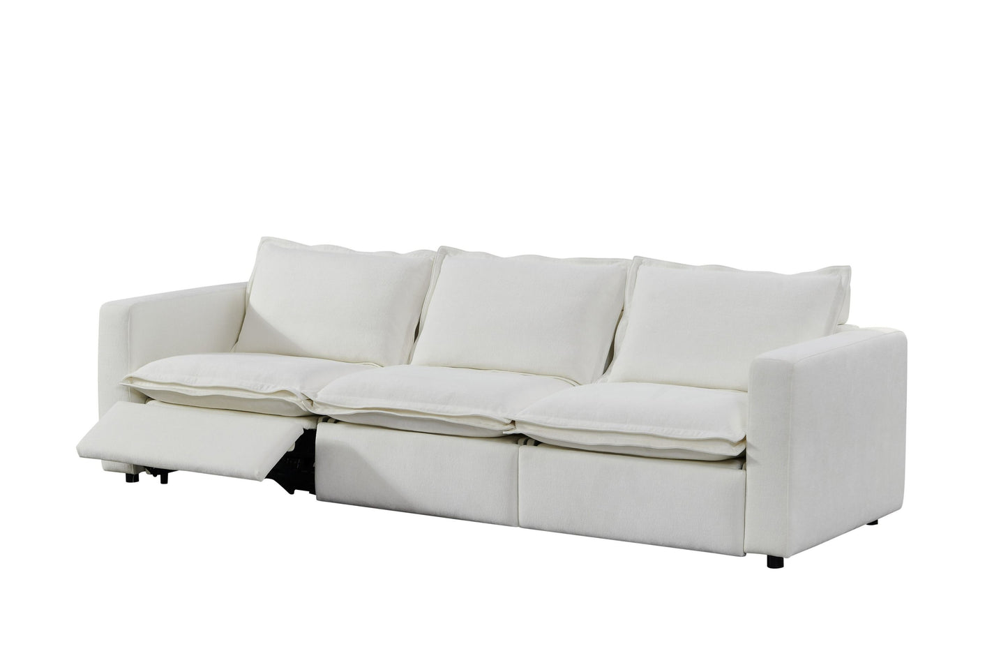 Divani Casa Almagre Modern White Fabric Sofa with 3 Electric Recliners - Luxurious and Comfortable Seating for Your Living Room