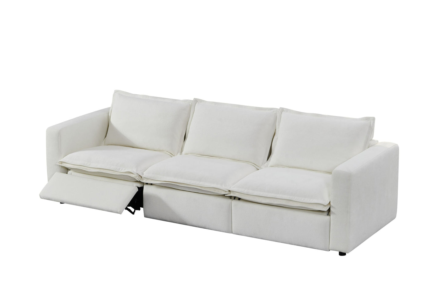 Divani Casa Almagre Modern White Fabric Sofa with 3 Electric Recliners - Luxurious and Comfortable Seating for Your Living Room