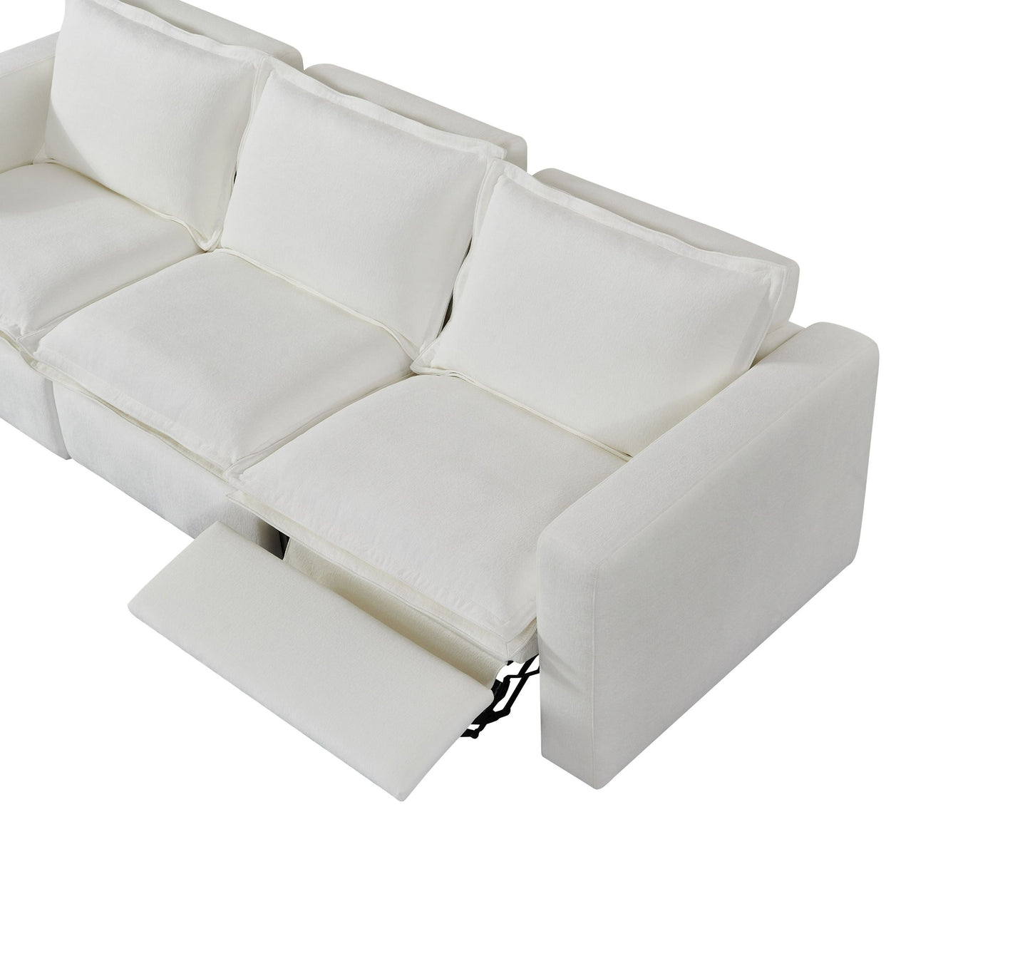 Divani Casa Almagre Modern White Fabric Sofa with 3 Electric Recliners - Luxurious and Comfortable Seating for Your Living Room