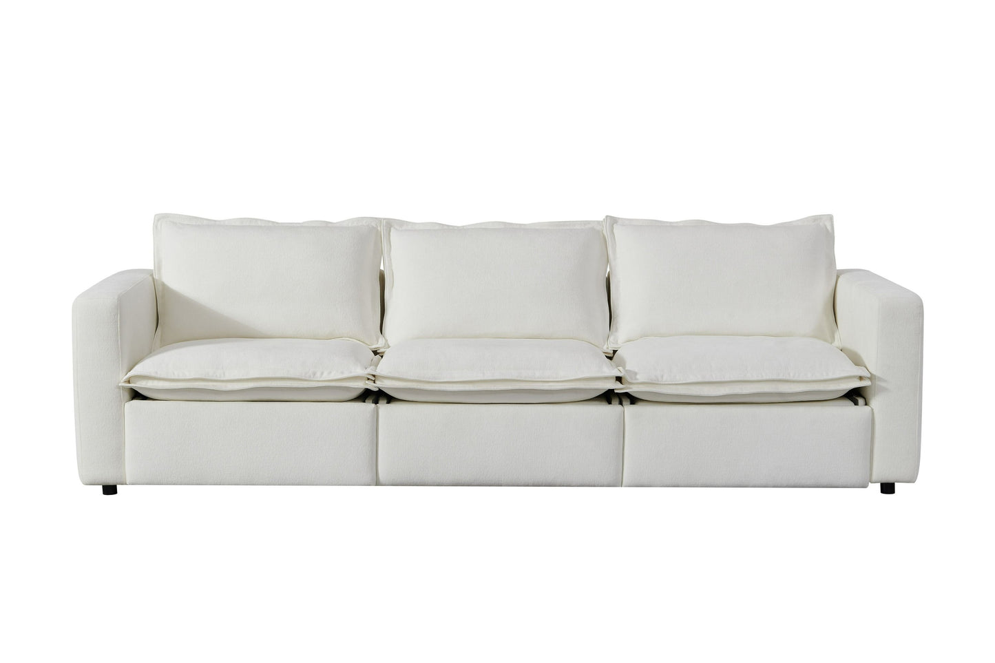 Divani Casa Almagre Modern White Fabric Sofa with 3 Electric Recliners - Luxurious and Comfortable Seating for Your Living Room