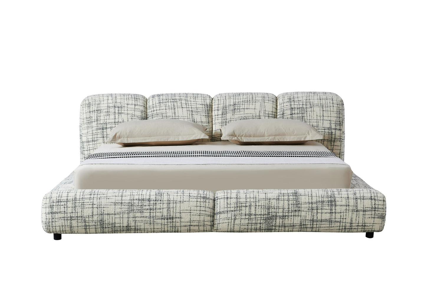 Modrest Shiloh Modern Off-White + Black Fabric Bed - Stylish and Comfortable Centerpiece for Your Bedroom