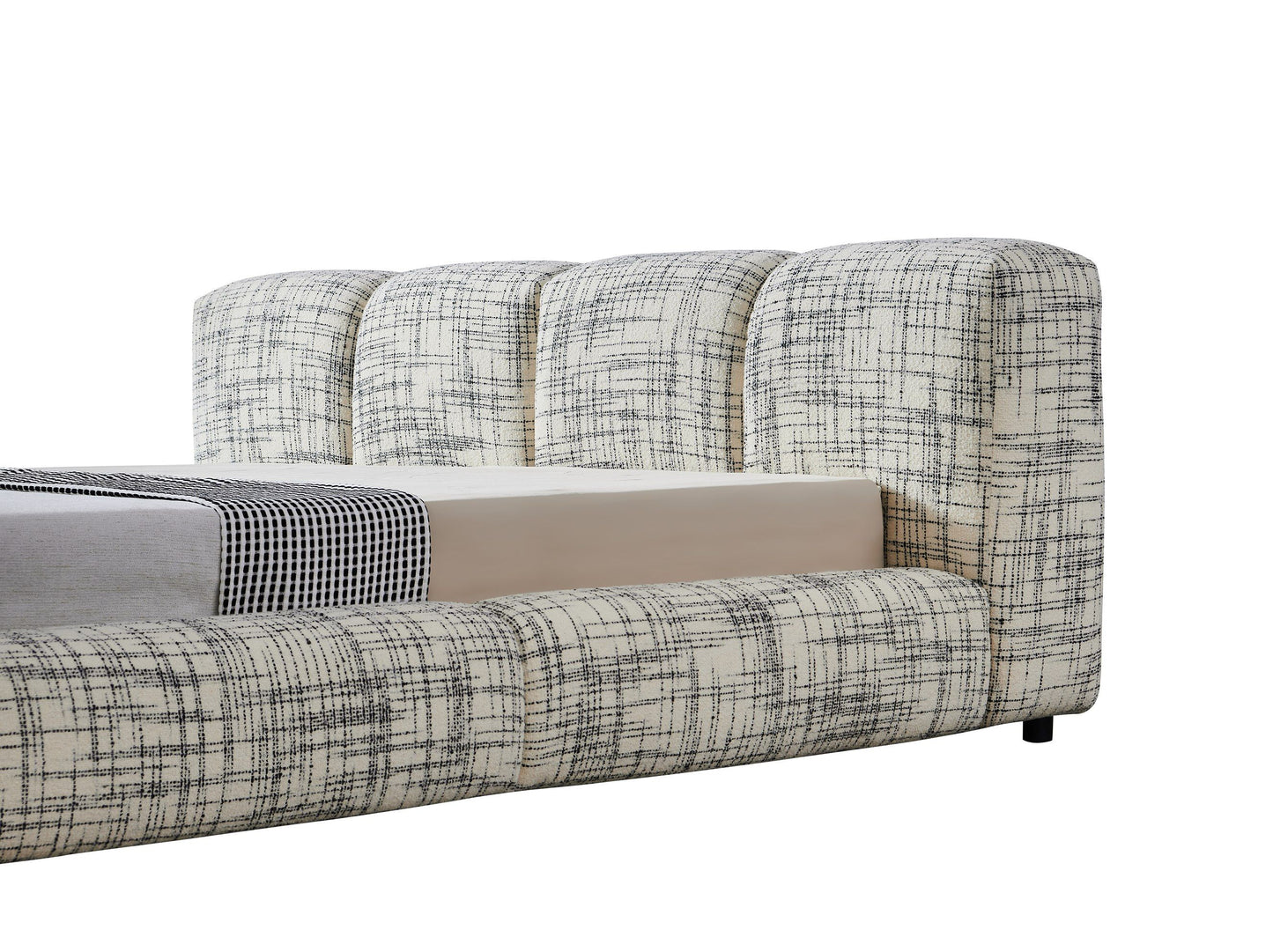 Modrest Shiloh Modern Off-White + Black Fabric Bed - Stylish and Comfortable Centerpiece for Your Bedroom