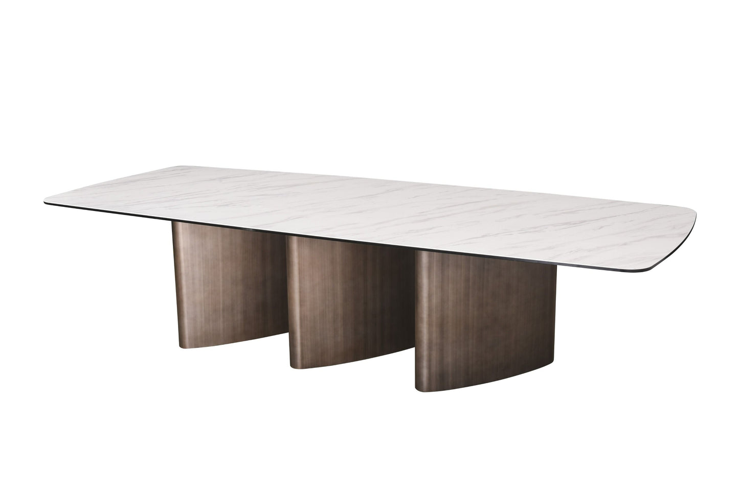 Modrest Bounty Modern White Ceramic + Antique Brass Dining Table - Stylish and Elegant Dining Table for Contemporary Spaces