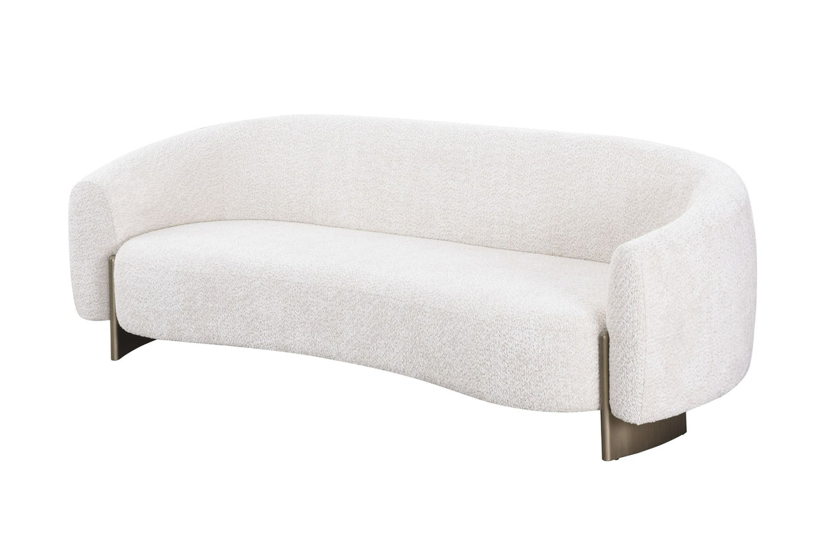 Thrive Beige Fabric Antique Brass Sofa