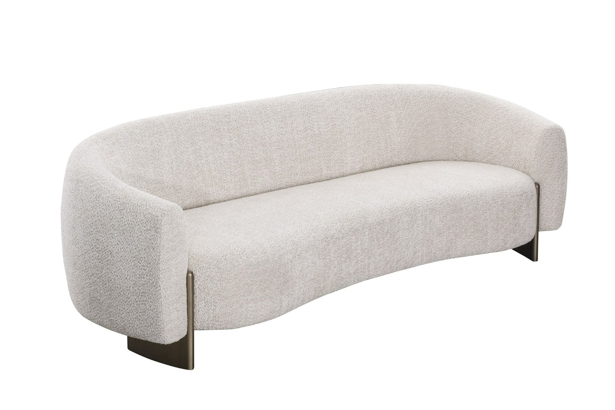 Thrive Beige Fabric Antique Brass Sofa