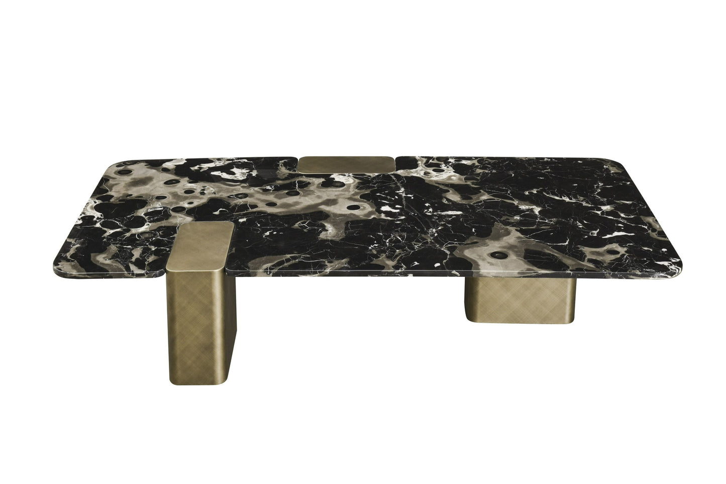 Modrest Quest Modern Black Rose Marble Antique Brass Coffee Table A Striking Blend of Luxurious Materials and Contemporary Design for Elegant Living Spaces