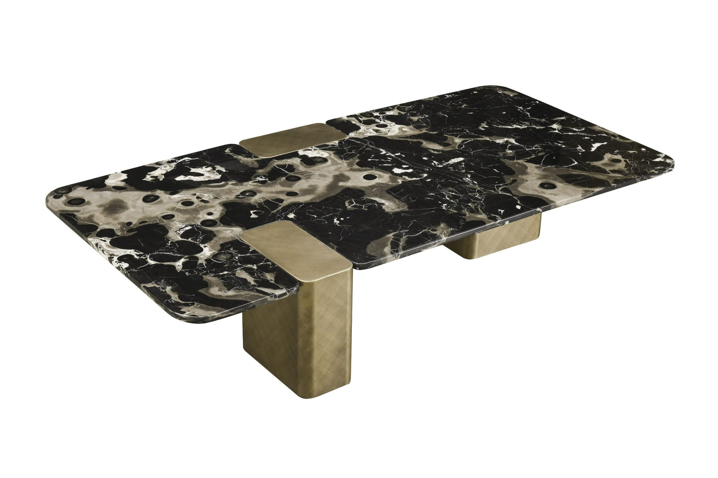Modrest Quest Modern Black Rose Marble Antique Brass Coffee Table A Striking Blend of Luxurious Materials and Contemporary Design for Elegant Living Spaces