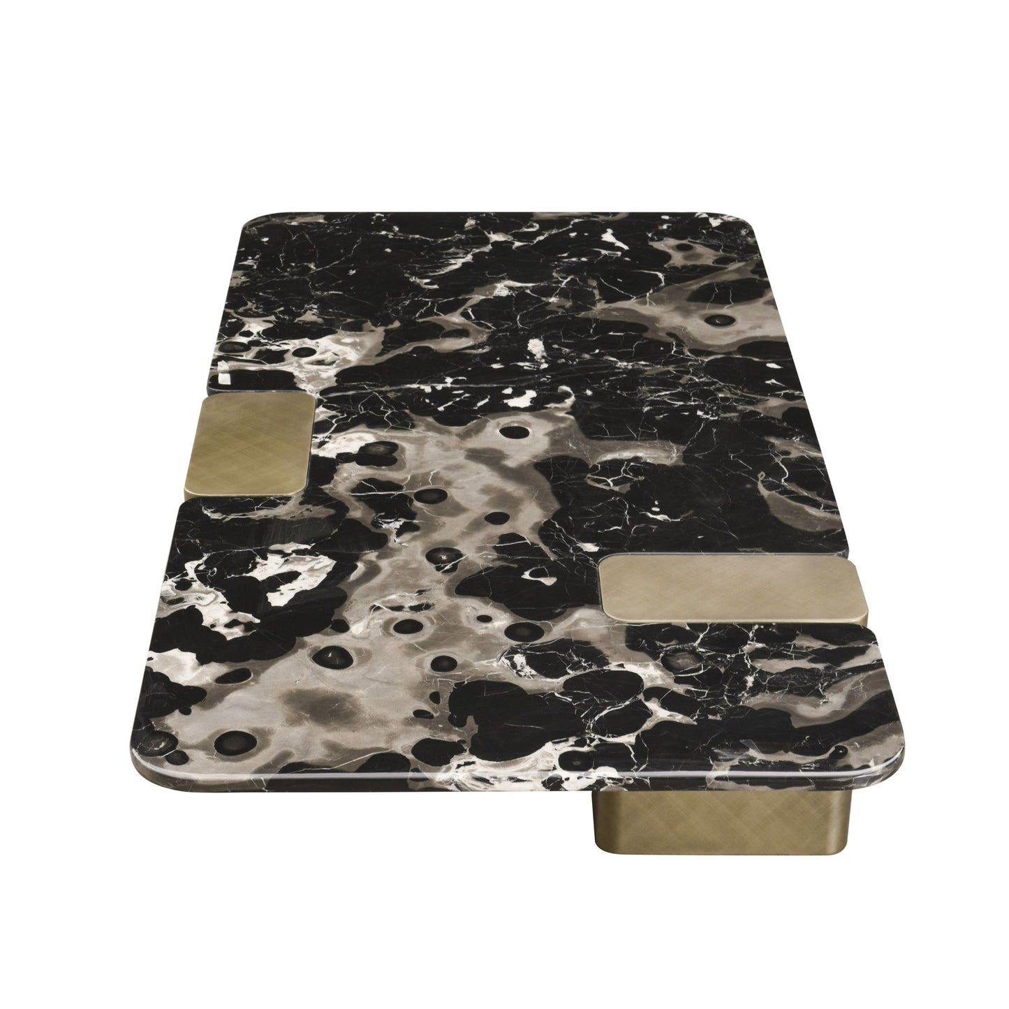 Modrest Quest Modern Black Rose Marble Antique Brass Coffee Table A Striking Blend of Luxurious Materials and Contemporary Design for Elegant Living Spaces