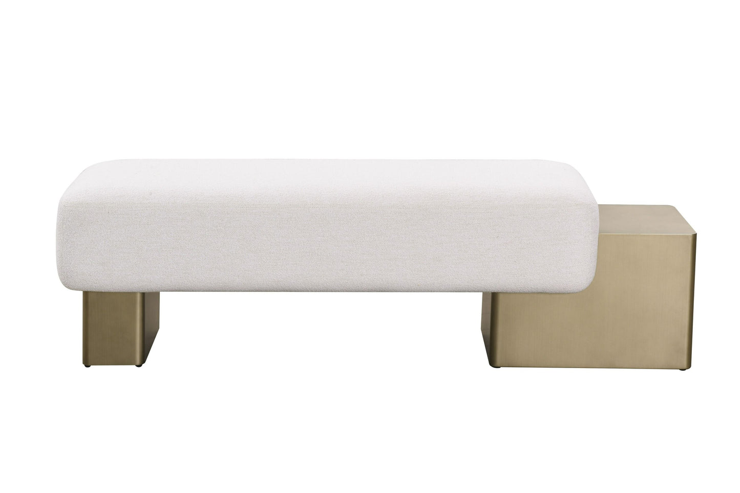Modrest Triumph Contemporary Off-White Fabric Antique Brass Bench Sleek Contemporary Design with Luxurious Comfort for Elegant Living Spaces
