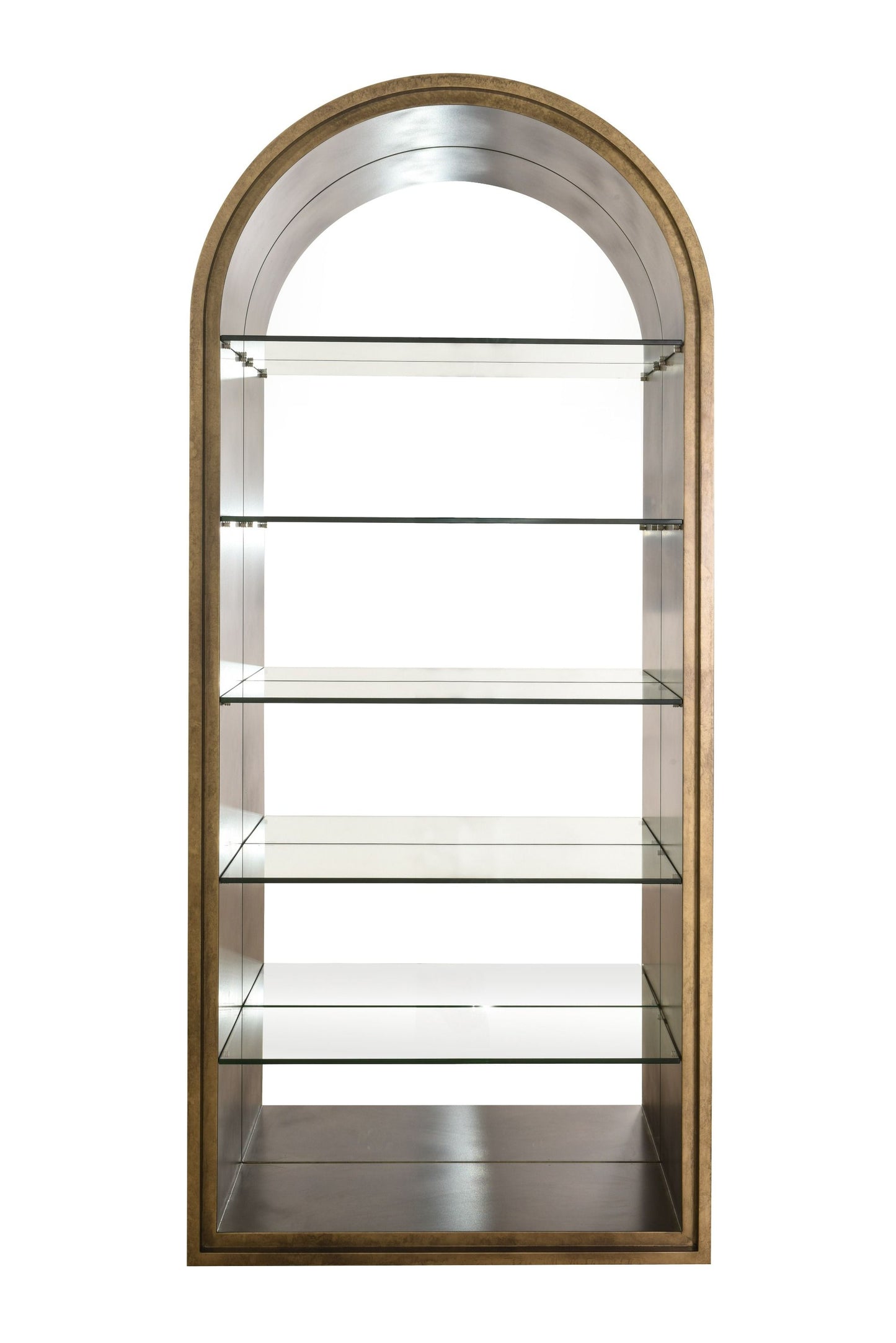 Modrest Poise Modern Antique Brass Mirror Bookcase Sophisticated Contemporary Design with Antique Brass Frame and Mirror Shelves for Elegant Living Spaces