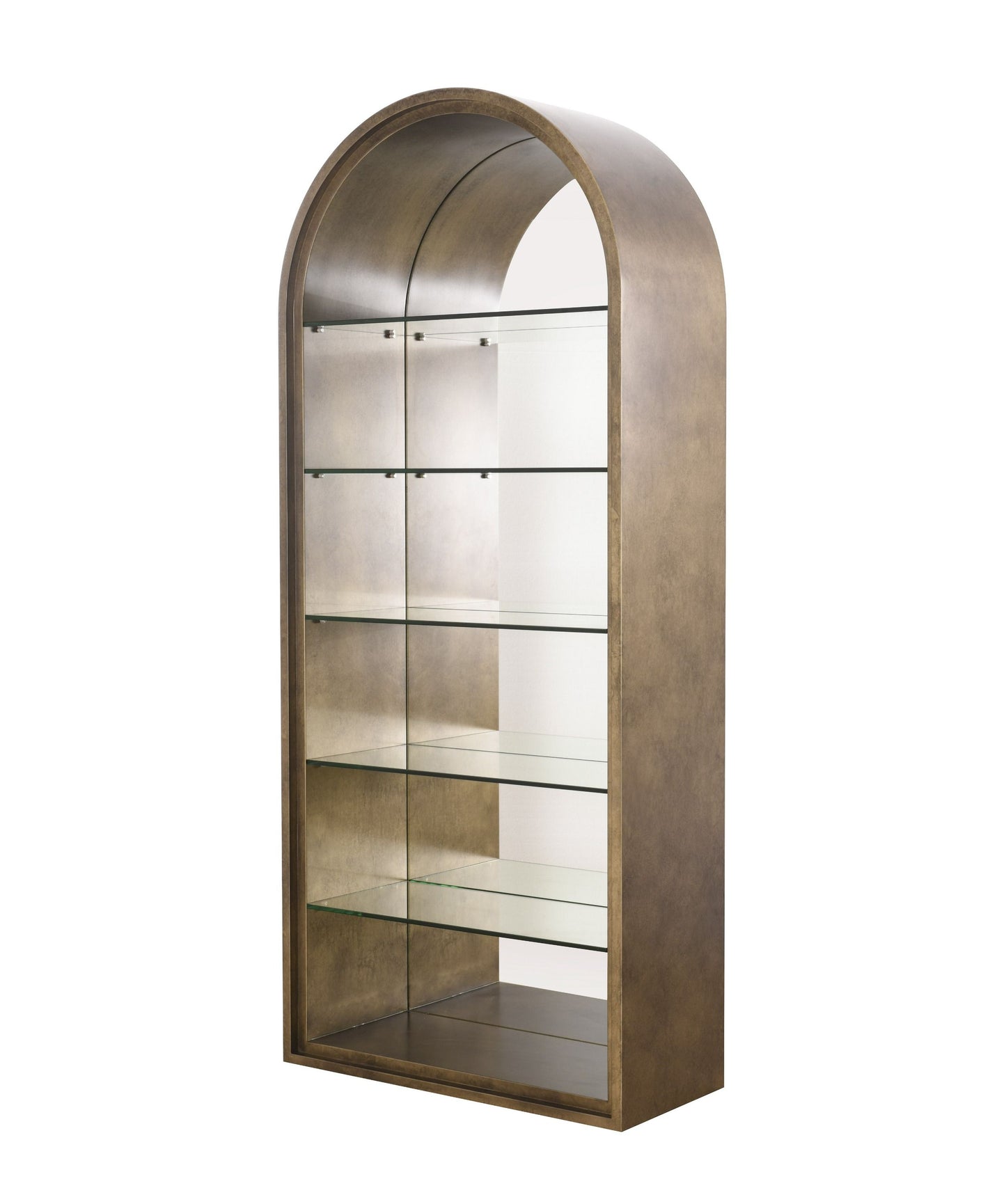 Modrest Poise Modern Antique Brass Mirror Bookcase Sophisticated Contemporary Design with Antique Brass Frame and Mirror Shelves for Elegant Living Spaces