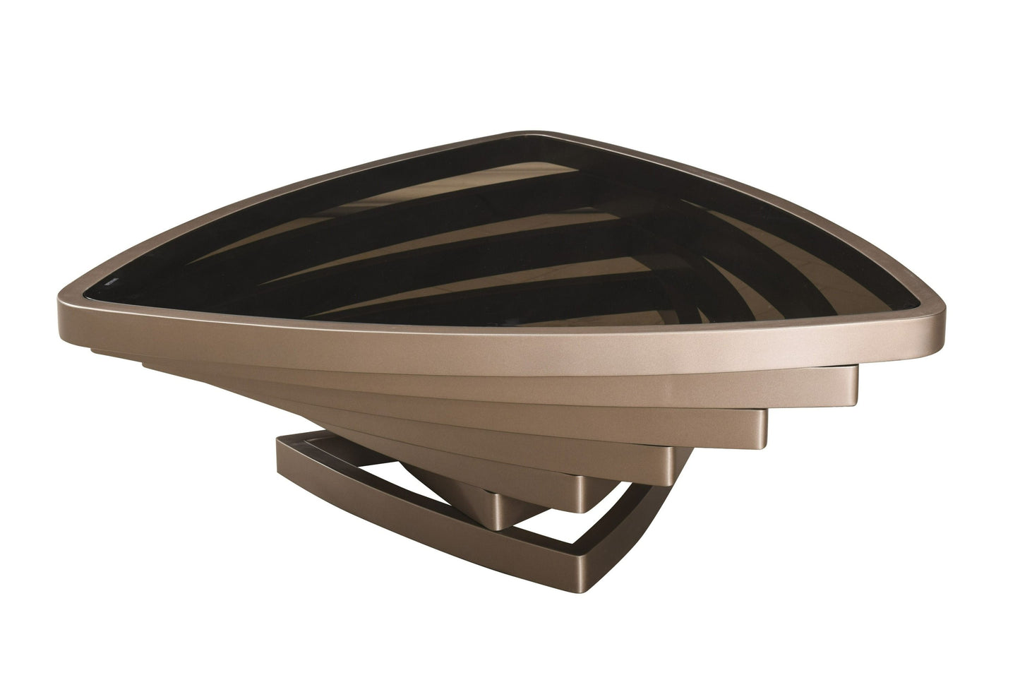 Modrest Jovial Contemporary Brown Glass Dark Gold Coffee Table A Captivating Fusion of Modern Geometry and Refined Elegance for Sophisticated Living Spaces