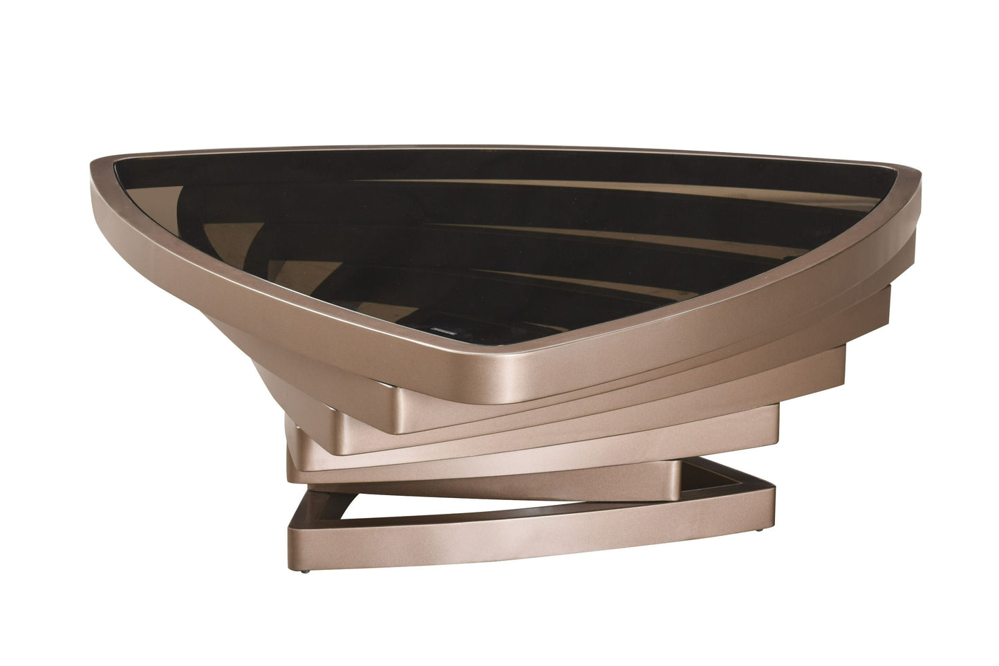 Modrest Jovial Contemporary Brown Glass Dark Gold Coffee Table A Captivating Fusion of Modern Geometry and Refined Elegance for Sophisticated Living Spaces