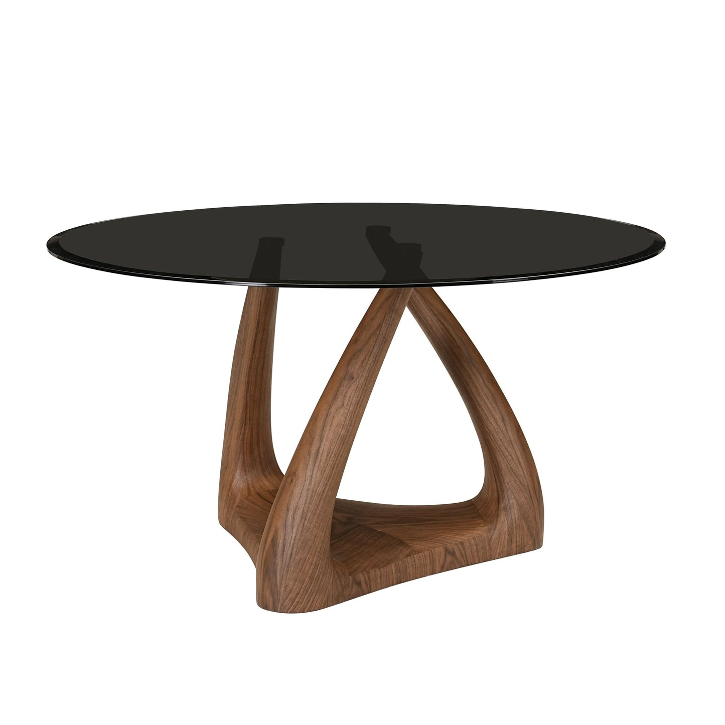 Modrest Christy Mid-Century Modern Grey Glass Walnut Round Dining Table Timeless Mid-Century Design with Sophisticated Elegance for Stylish Dining Spaces