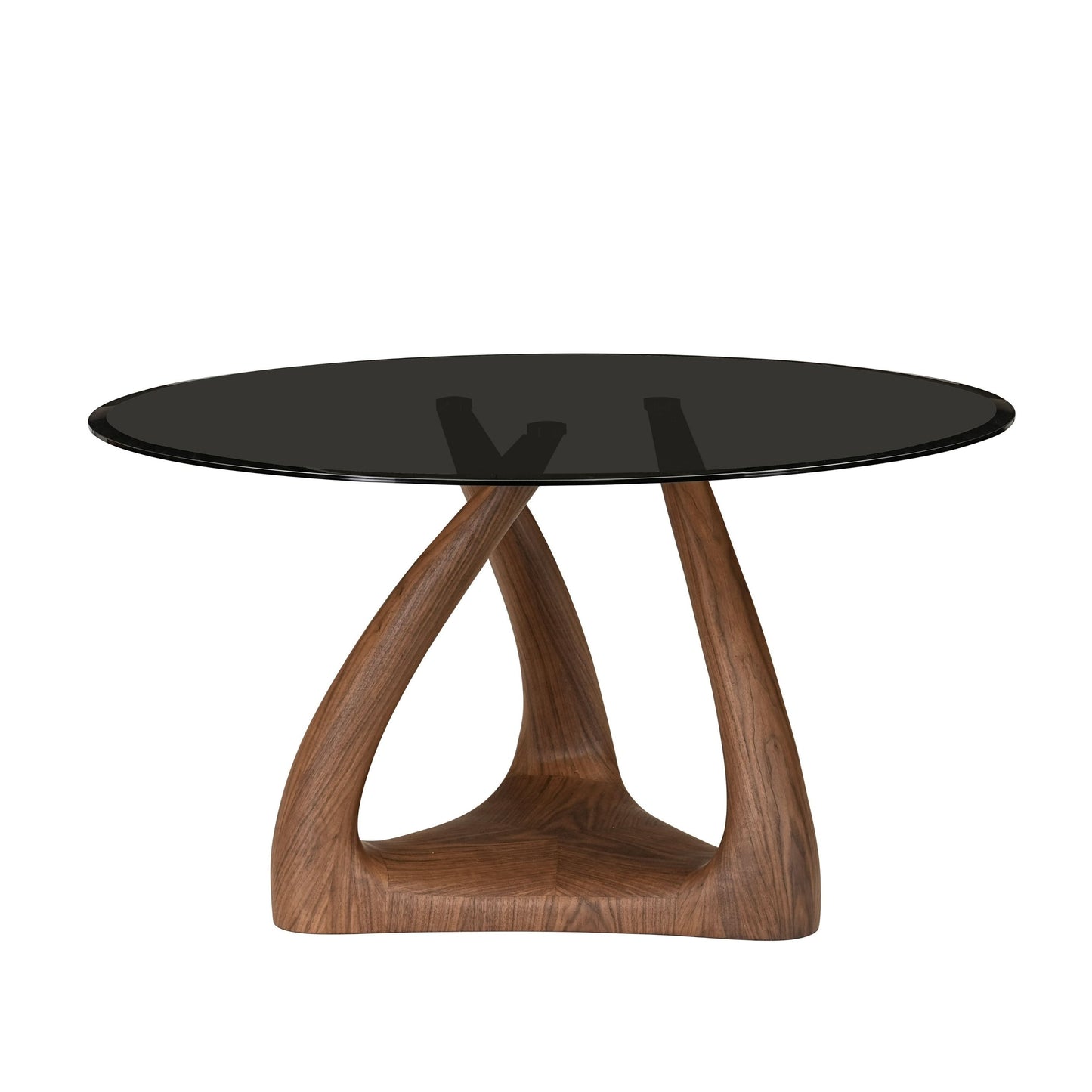 Modrest Christy Mid-Century Modern Grey Glass Walnut Round Dining Table Timeless Mid-Century Design with Sophisticated Elegance for Stylish Dining Spaces