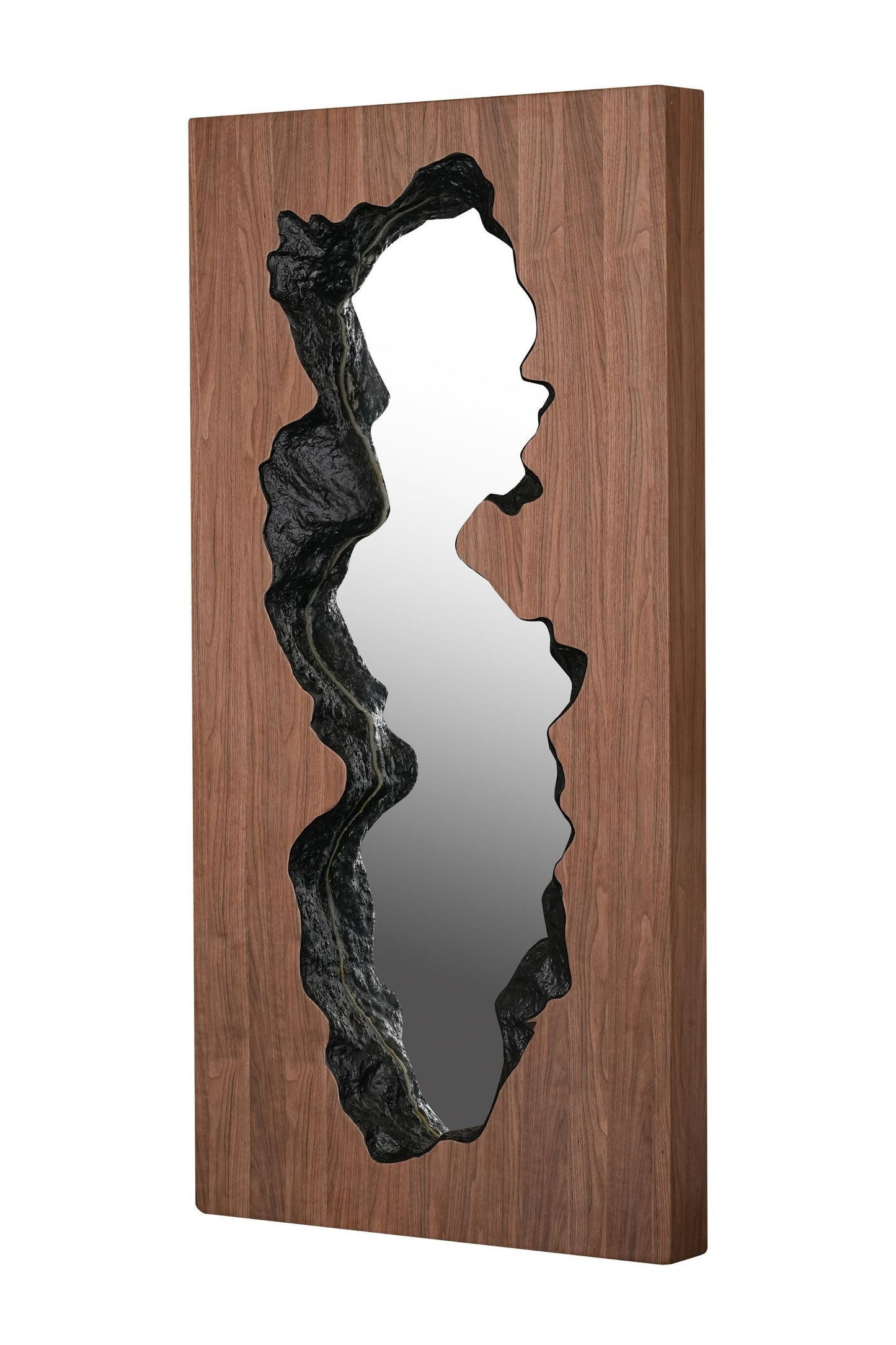 Modrest Timber Modern Walnut Leaning Floor Mirror Sleek Contemporary Design with Rich Walnut Finish for Sophisticated Living Spaces