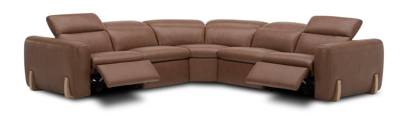 Divani Casa Conrad Modern Brown Leather Sectional Sofa with 3 Recliners - Stylish Comfort for Your Living Room