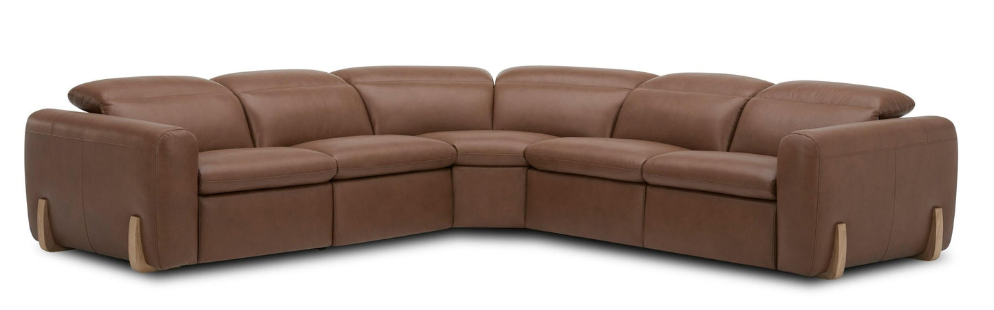 Divani Casa Conrad Modern Brown Leather Sectional Sofa with 3 Recliners - Stylish Comfort for Your Living Room