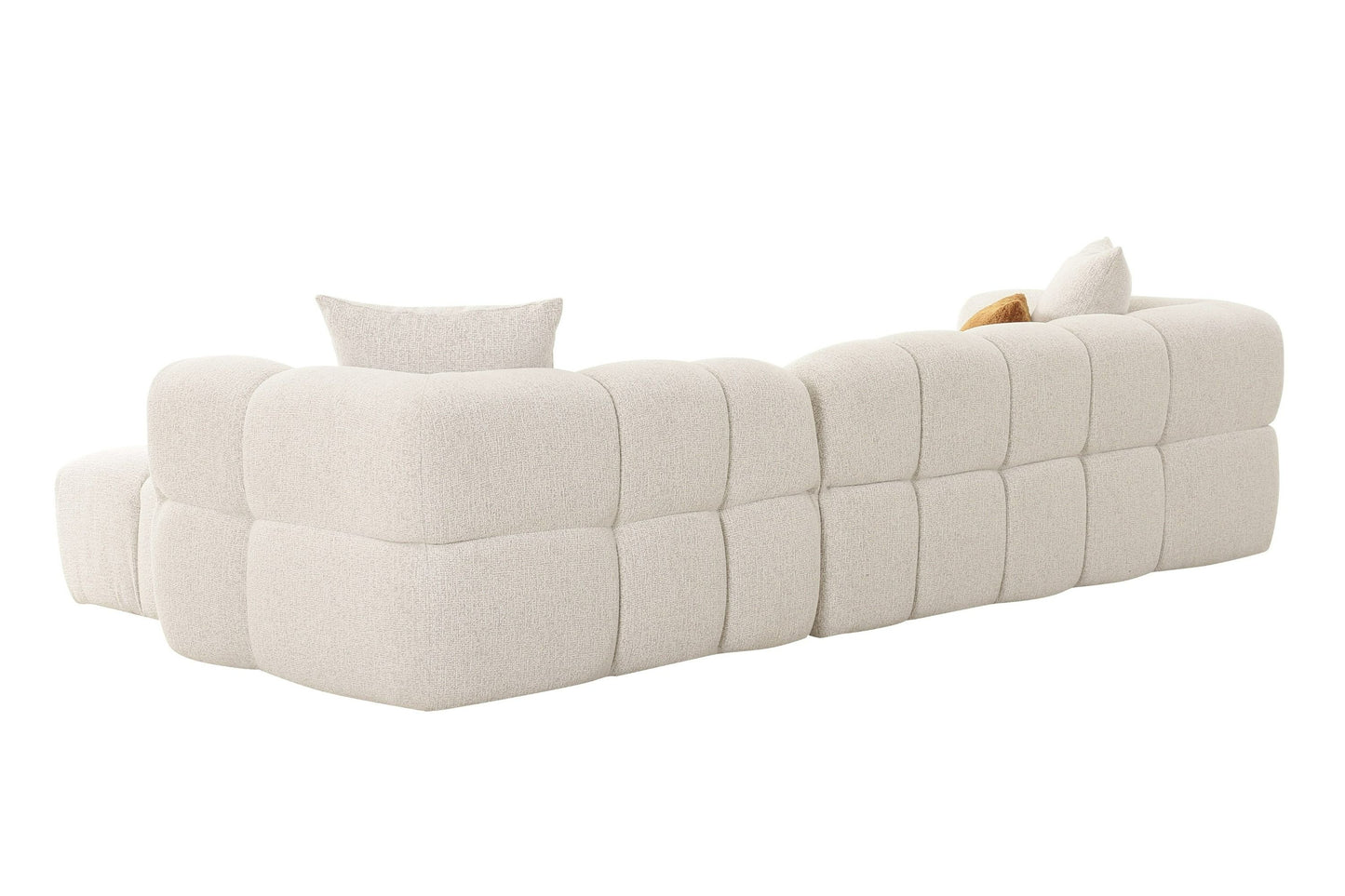 Divani Casa Freya Modern Beige Fabric Sectional with Console - Stylish and Functional Seating for Contemporary Living Rooms