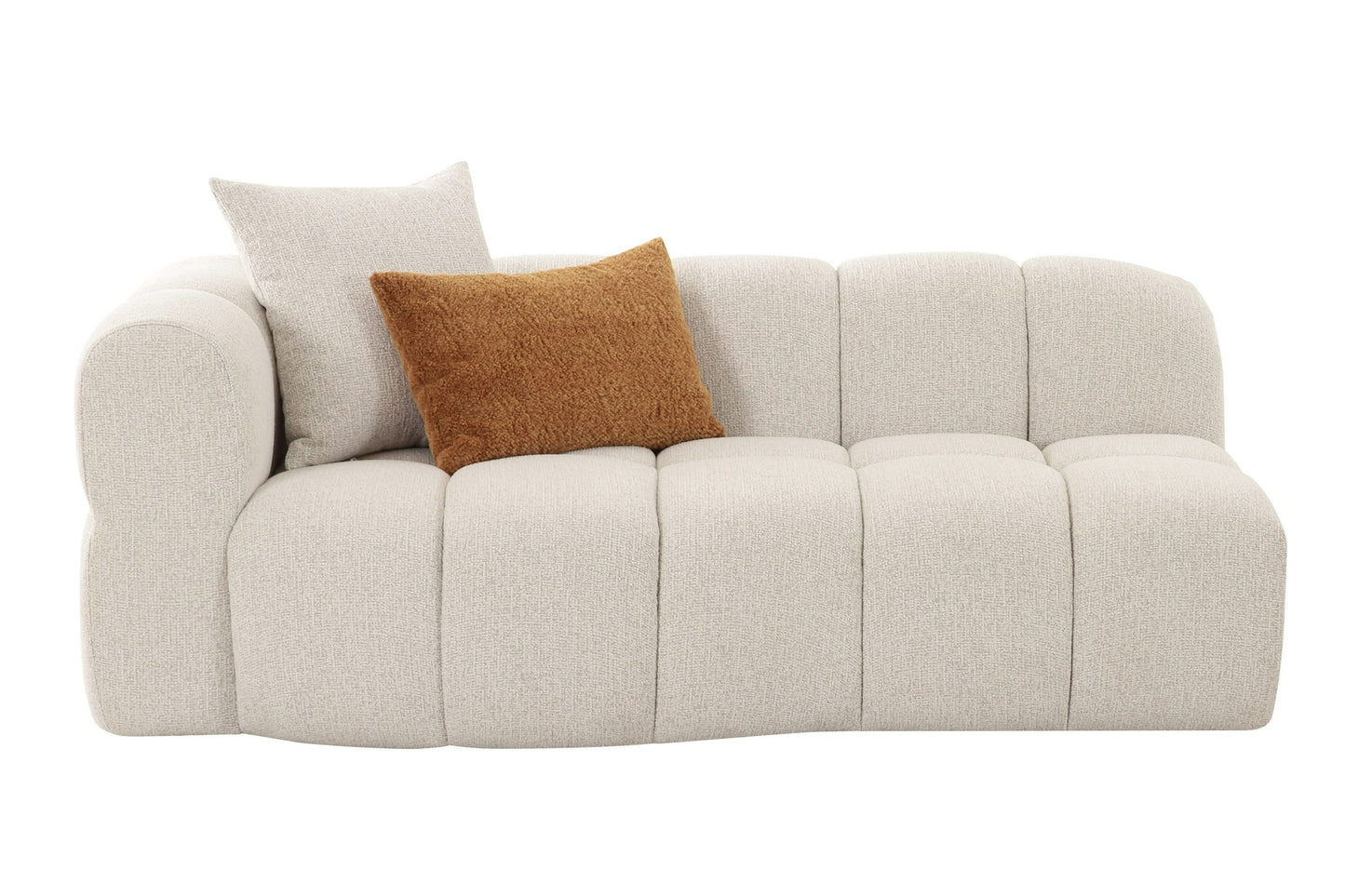 Divani Casa Freya Modern Beige Fabric Sectional with Console - Stylish and Functional Seating for Contemporary Living Rooms