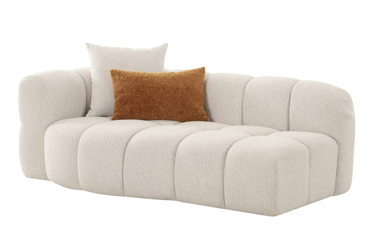 Divani Casa Freya Modern Beige Fabric Sectional with Console - Stylish and Functional Seating for Contemporary Living Rooms