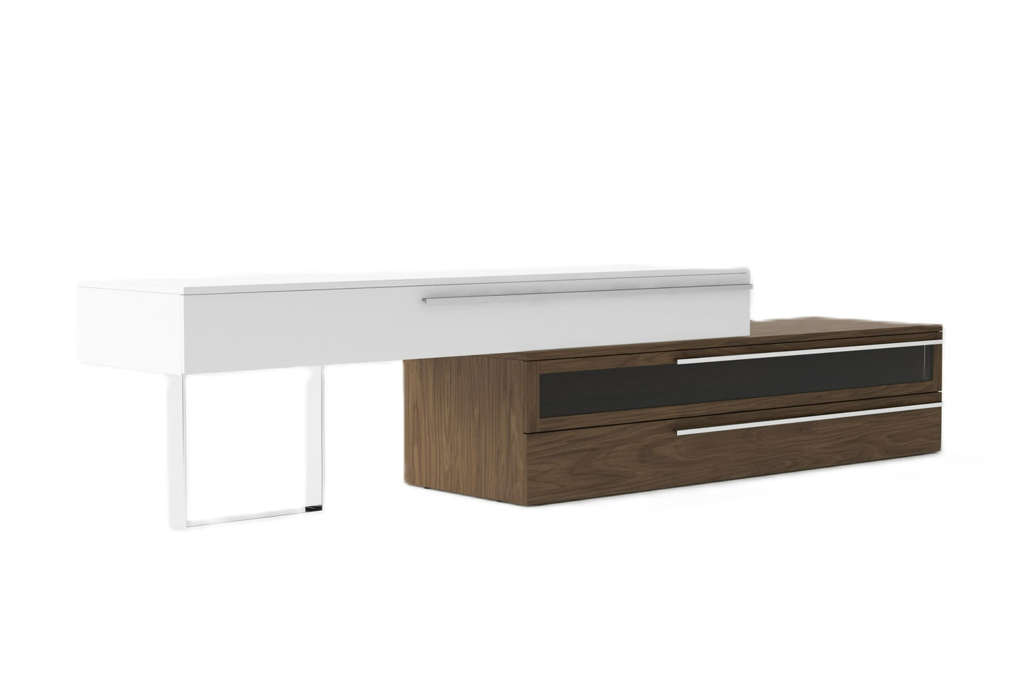 Modrest Karlstad Modern White Walnut TV Stand A Sleek Fusion of Contemporary Design and Functional Elegance for Sophisticated Living Spaces