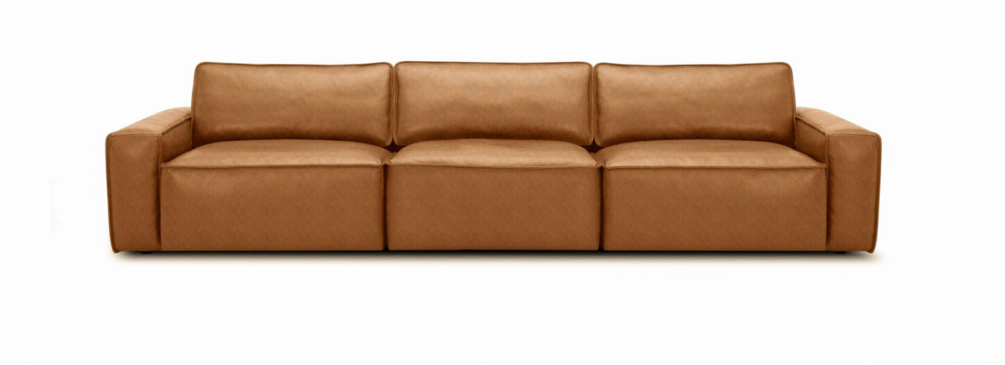 Divani Casa Cambria Modern Cognac Leather Sofa - Luxurious and Comfortable Seating for Contemporary Living Rooms