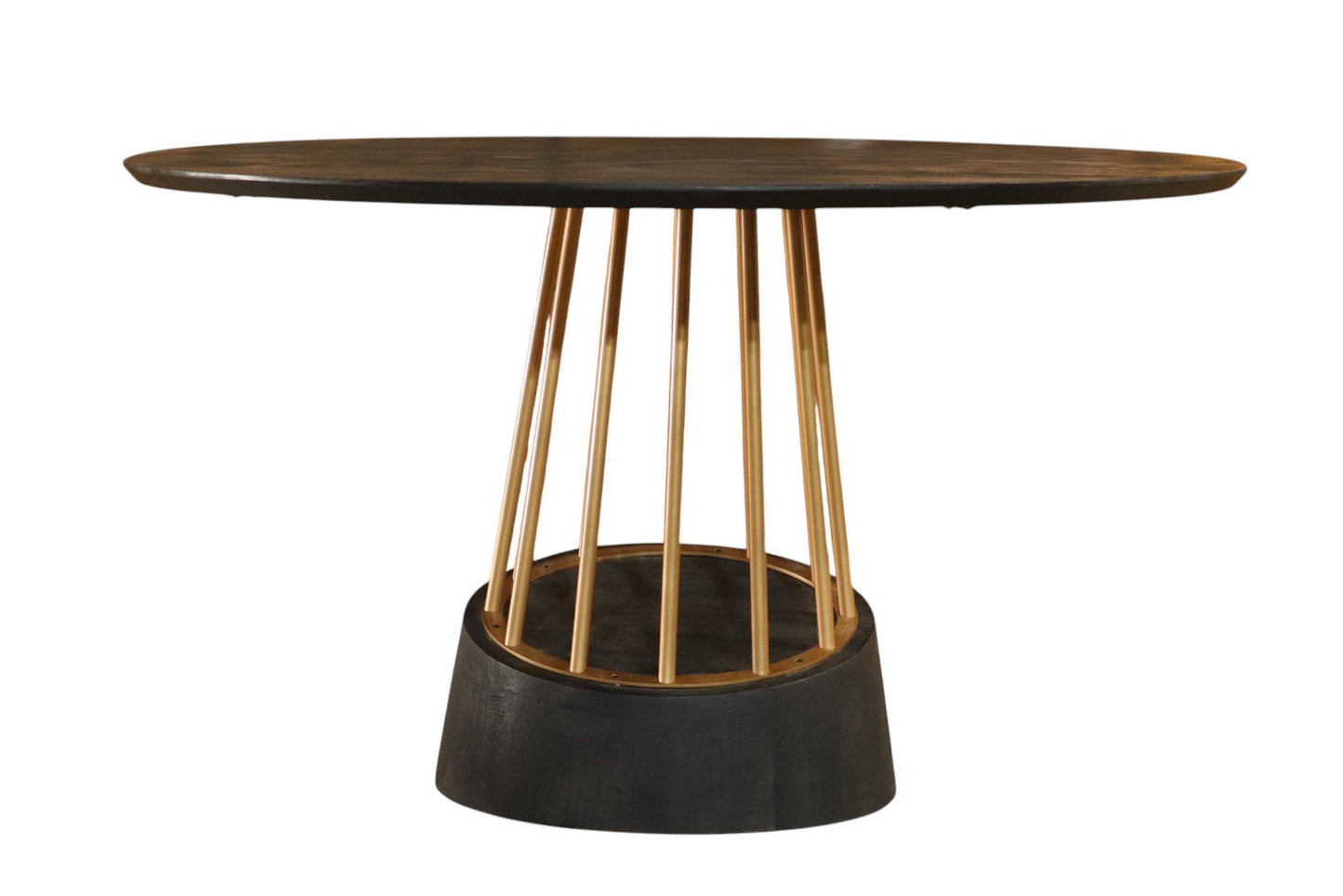 Modrest Cotopaxi - Modern Charcoal + Brass Round Dining Table – Sleek and Elegant Dining Table for Contemporary Homes