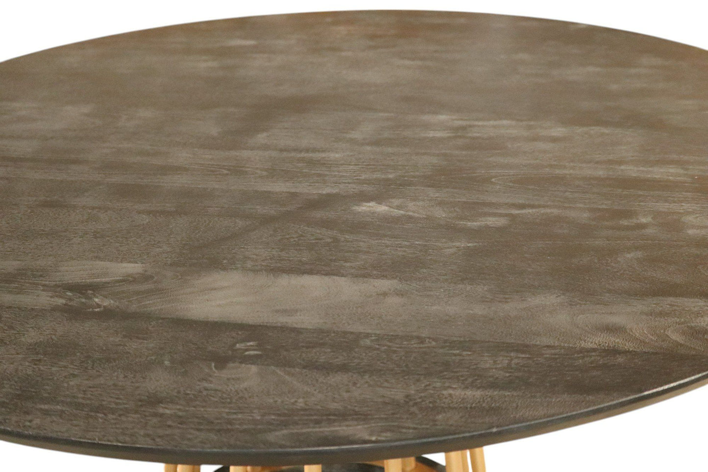 Modrest Cotopaxi - Modern Charcoal + Brass Round Dining Table – Sleek and Elegant Dining Table for Contemporary Homes