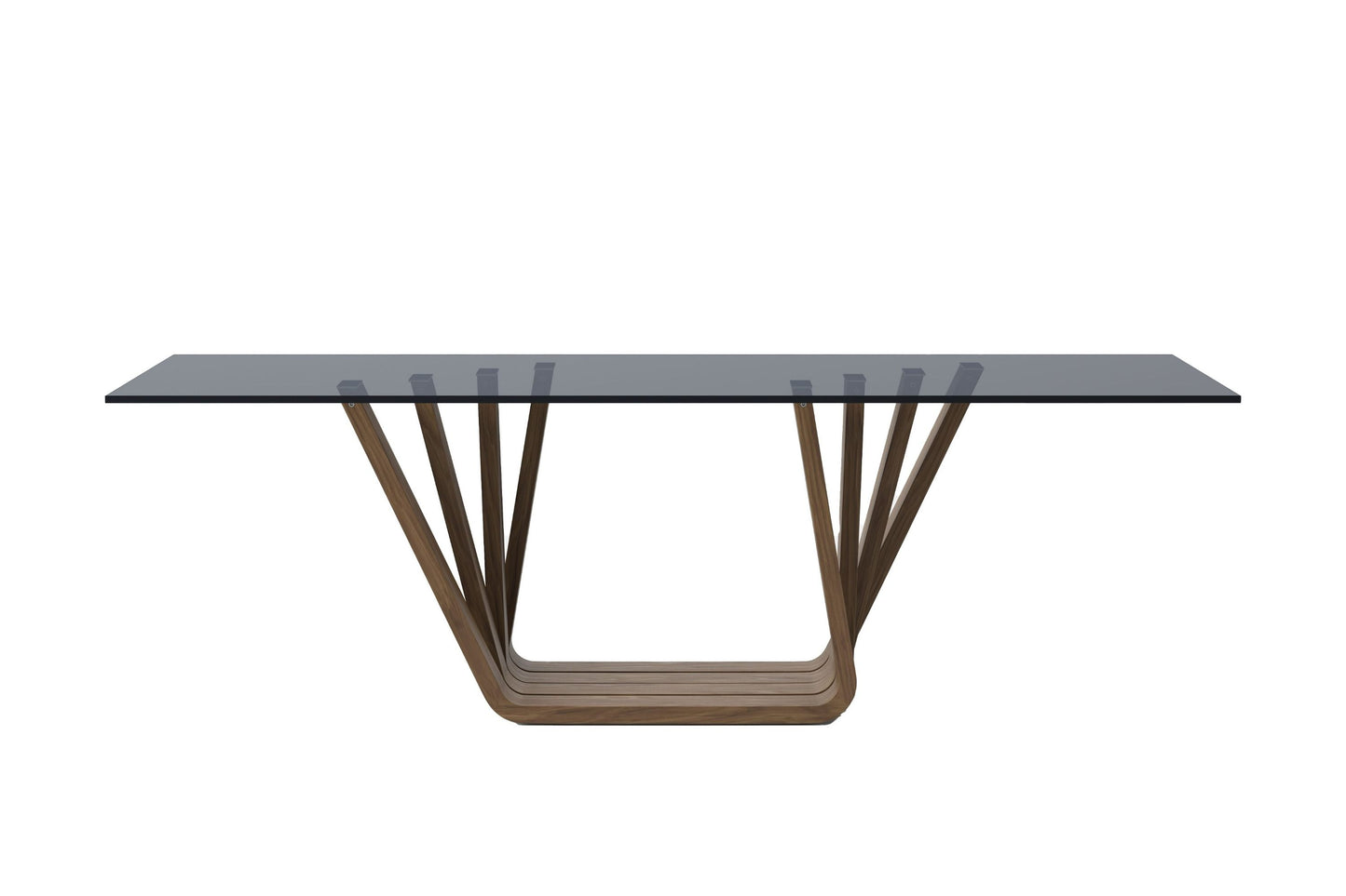 Modrest Solvang Contemporary Grey Glass Walnut Rectangular Dining Table A Sophisticated Blend of Sleek Modern Design and Natural Warmth for Elegant Dining Spaces