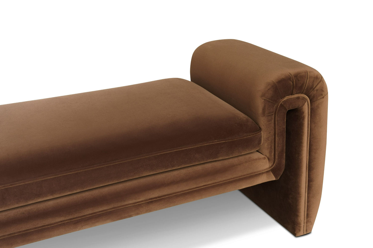 Divani Casa Bentley Modern Brown Velvet Bench - Luxurious and Stylish Bench for Contemporary Living Rooms