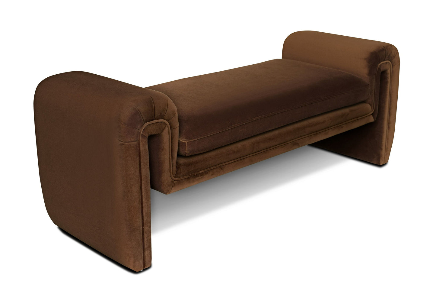 Divani Casa Bentley Modern Brown Velvet Bench - Luxurious and Stylish Bench for Contemporary Living Rooms