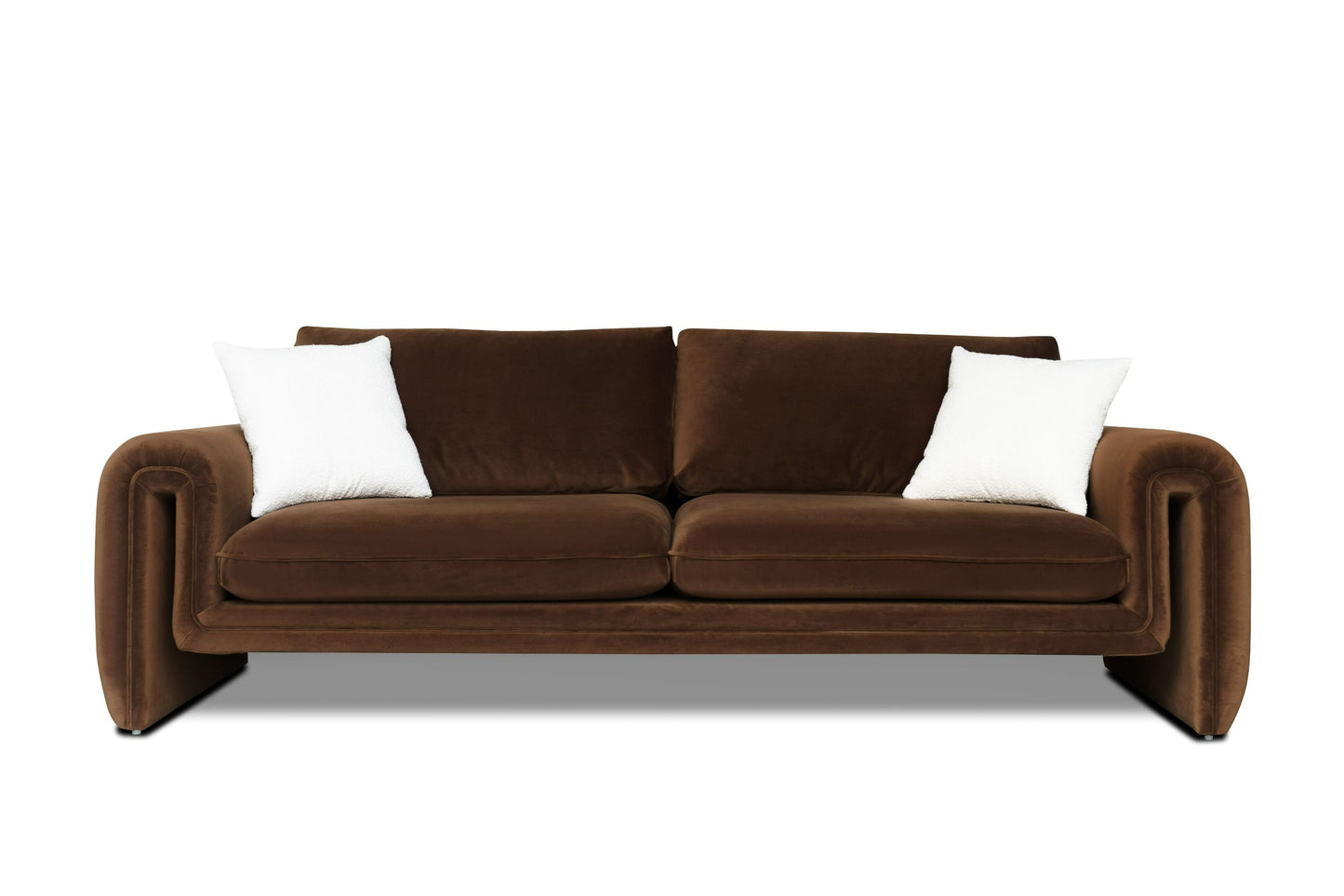 Divani Casa Bentley Modern Brown Velvet Sofa - Luxurious and Comfortable Sofa for Sophisticated Living Rooms