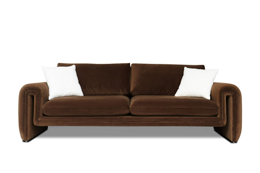 Divani Casa Bentley Modern Brown Velvet Sofa - Luxurious and Comfortable Sofa for Sophisticated Living Rooms