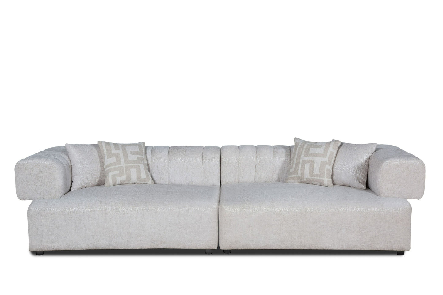 Divani Casa Moreno - Modern Beige Fabric 4-Seater Sofa - Spacious and Stylish Seating for Contemporary Living Rooms
