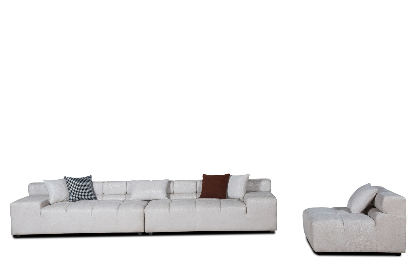Divani Casa Rhonda - Modern Beige Fabric Modular Sectional Sofa - Stylish and Comfortable Seating for Contemporary Living Rooms