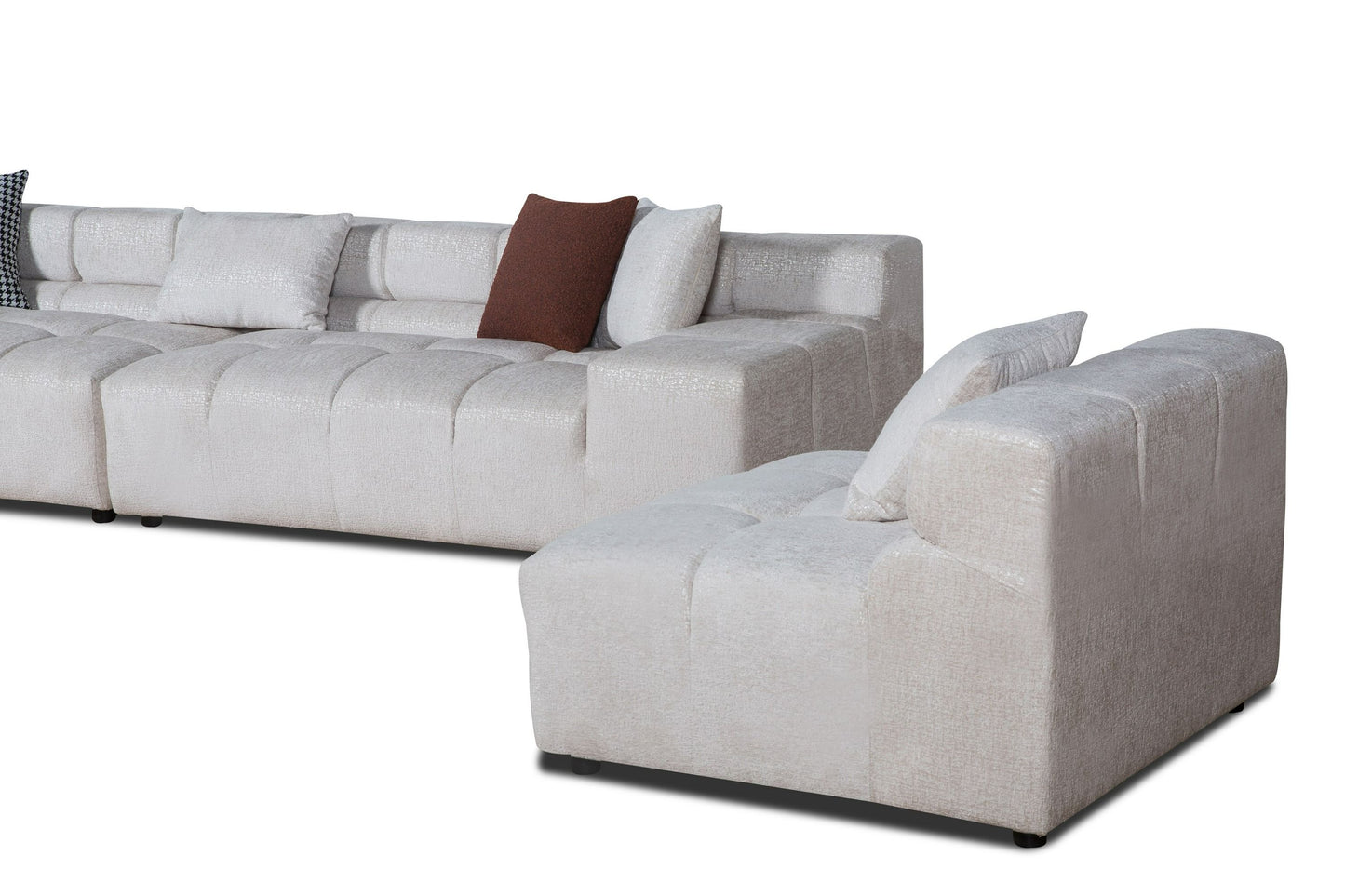 Divani Casa Rhonda - Modern Beige Fabric Modular Sectional Sofa - Stylish and Comfortable Seating for Contemporary Living Rooms
