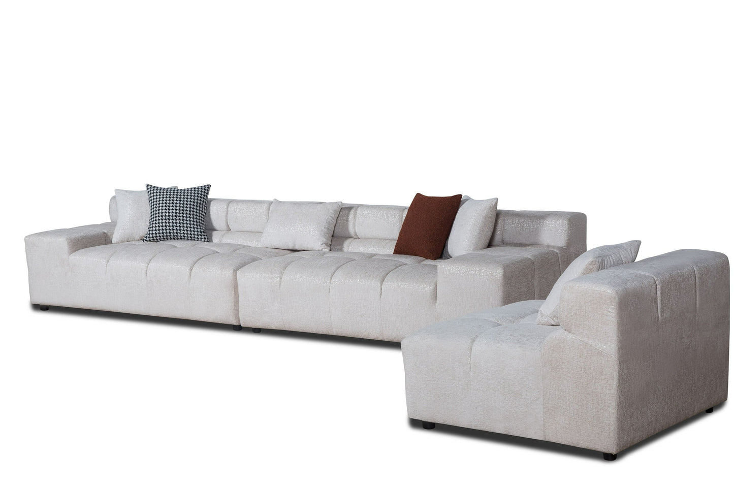 Divani Casa Rhonda - Modern Beige Fabric Modular Sectional Sofa - Stylish and Comfortable Seating for Contemporary Living Rooms