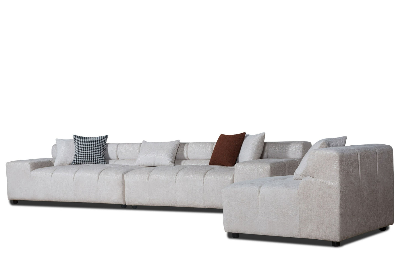 Divani Casa Rhonda - Modern Beige Fabric Modular Sectional Sofa - Stylish and Comfortable Seating for Contemporary Living Rooms