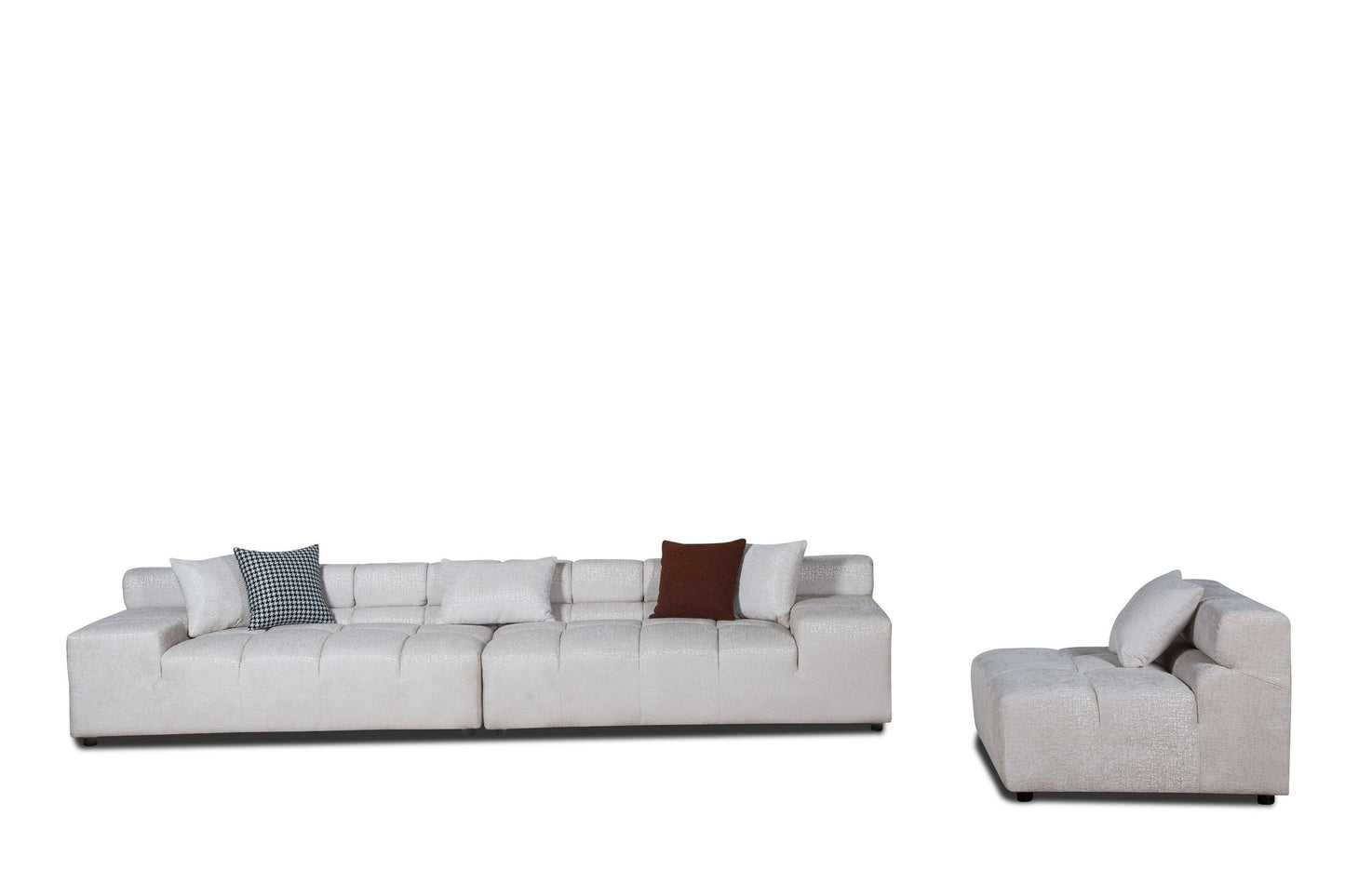 Divani Casa Rhonda - Modern Beige Fabric Modular Sectional Sofa - Stylish and Comfortable Seating for Contemporary Living Rooms