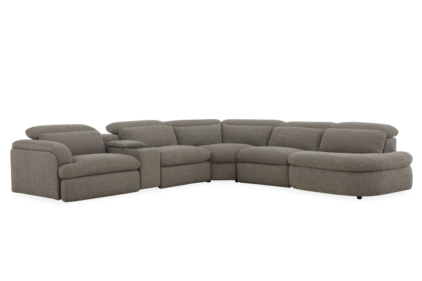 Divani Casa Ambler Modern Brown Fabric Sectional Sofa with 2 Power Recliners