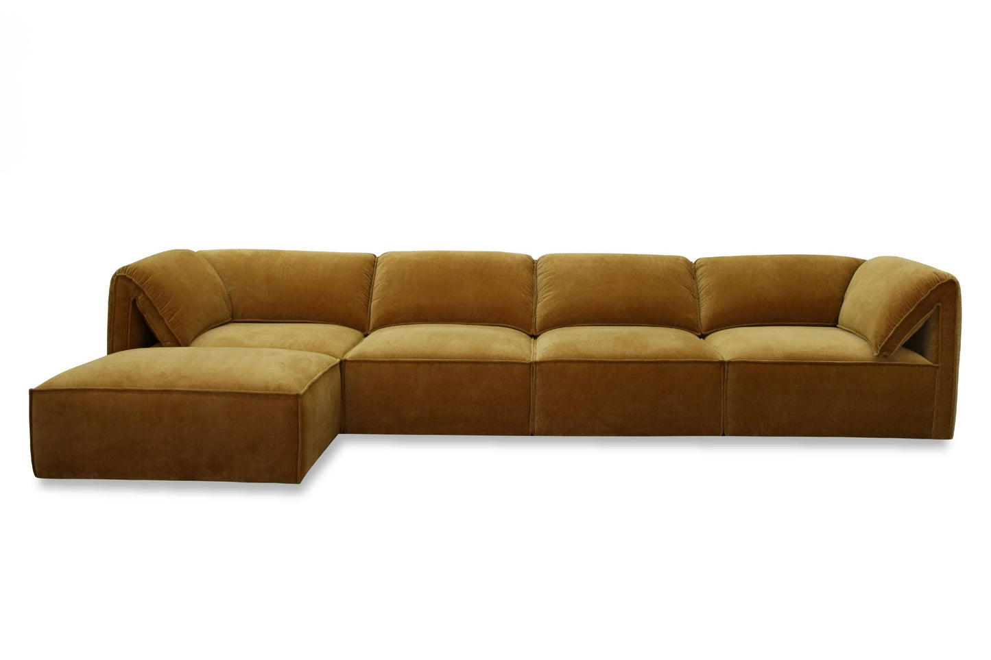 Divani Casa Gene Modern Ochre Fabric 5-Piece Modular Sectional Sofa - Versatile and Stylish Seating for Your Living Room